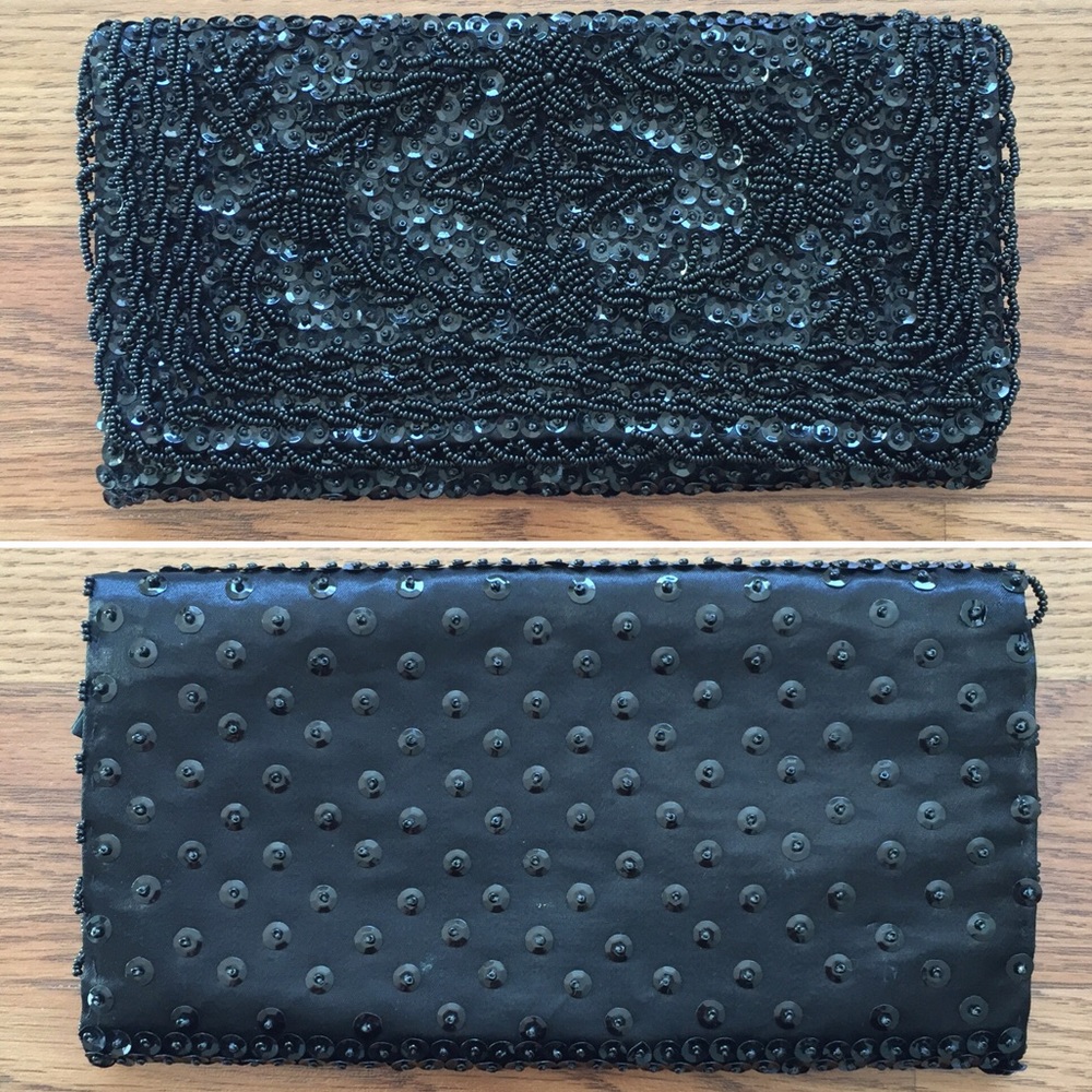 Newey • Vintage 60's Sequin Beaded Satin Clutch